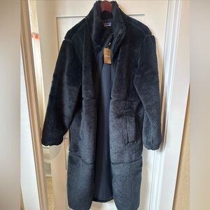 Patagonia Lonesome Mesa Long Coat Pitch Blue Fleece Lined NWT  M Cozy